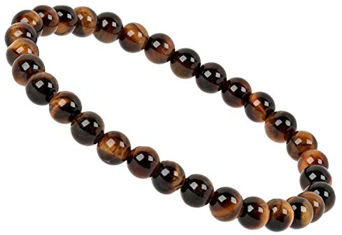 ELEDORO Stretch Armband aus echten Edelstein-Perlen (6mm) – Perlenarmband für stilvolle Eleganz (Tigerauge)