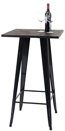 Mendler Stehtisch HWC-A73 inkl. Holz-Tischplatte 107x60x60cm - schwarz | Bistrotisch, Bartisch, Metall, Industriedesign, FSC®