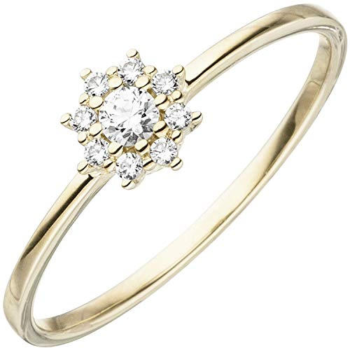 Jobo Damen-Ring schmal aus 8 Karat 333 Gold mit 9 Zirkonia