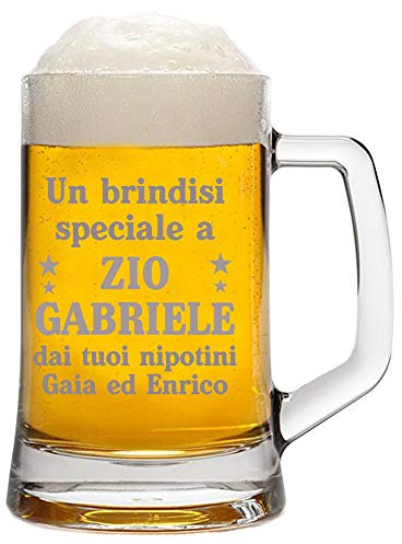 fashwork Boccale birra 50 cl con incisione personalizzabile Zio Un brindisi speciale dai tuoi nipotini - personalizza con nome