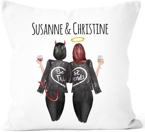 SpecialMe® Kissen-Bezug Beste Freundin personalisierbares Geschenk mit Namen Freundschaft Best Friends Weiss 40cm x 40cm