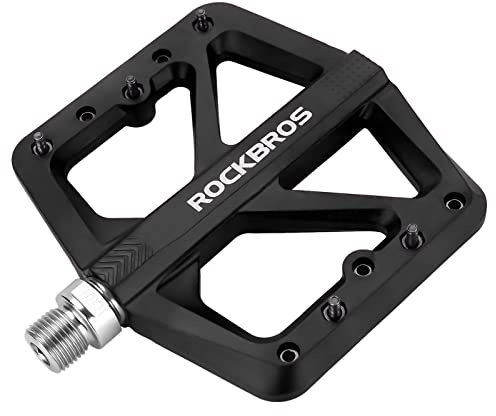 ROCKBROS Mountain Bike Pedals MTB Pedals Lightweight Nylon Composite Bicycle Flat Pedals 9/16 DU Bearing Bike Platform Pedals for BMX MTB Mountain Road Bike