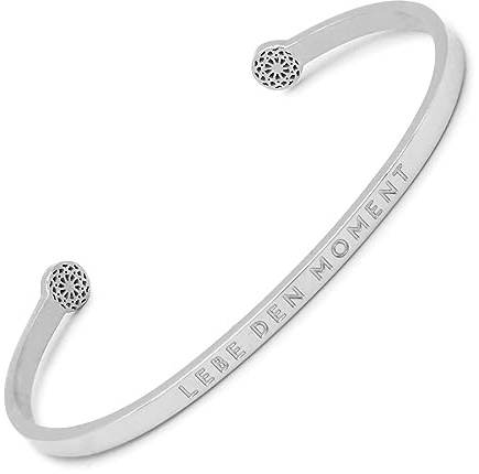 SIMPLE PLEDGE | Lebe den Moment Armreif | Armband Damen mit Gravur in Silber, Gold, Roségold | Perfekt als Schmuck Geschenk | Blindgravur