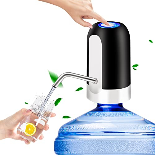 AUSXARON Water Bottle Dispenser, Black Modern Style, 5-Gallon Jug Water Pump, 4W, USB Charging, 1200mAh Battery