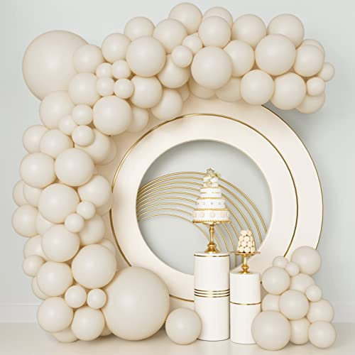 Sandweiße Luftballons, 140 Stück, beige, Ballonbogen-Girlande, Kit 5/10/12/18 Zoll, verschiedene Größen, cremefarbene Ballons für Abschlussfeier, Babyparty, Hochzeit, Geburtstag, Party, Jahrestag,