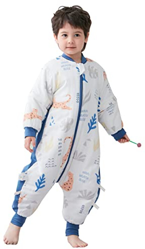 Chilsuessy Schlafsack Baby Winter Schlafsack mit Füßen 2.5 Tog Kinder Ganzjahres Schlafsack mit Beinen Junge Mädchen Schlafanzug, Leopard, 90/Baby Höhe 75-85cm