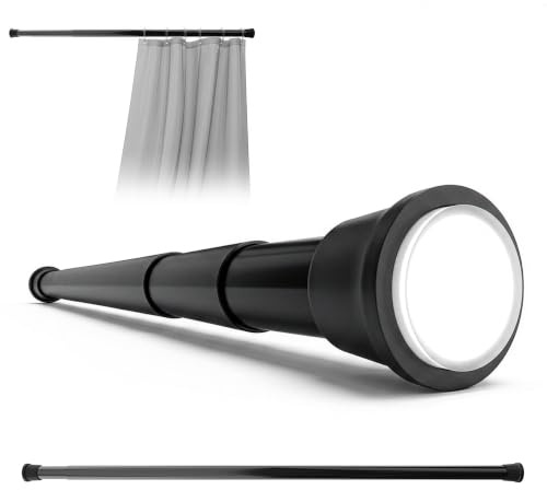 Aquabad® Hastaflex Teleskop 190-300 cm Duschvorhangstange ohne Bohren, Schwarz, für Dusche und Fensternischen