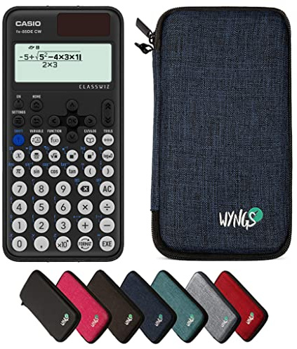 Casio fx-85DE CW ClassWiz inkl. WYNGS Schutztasche Blau - Wissenschaftlicher Taschenrechner - Basic Set