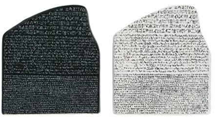 Novelty Ceramic Rosetta Stone Design Cruet Set - Salt and Pepper Pots/Shakers - Matt Black/White - 7.2 cm