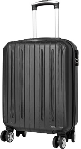Trendyshop365 Handgepäck Leicht Hartschale Dallas 55cm 38 Liter 4 Räder Zahlenschloss Schwarz