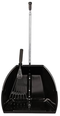 Tidee Red Gorilla Official - BIG with Short Black Plastic Rake Large Black Scoop Pan with Short Handle Wide Deep Dustpan for Garden Stable Home or Building Site