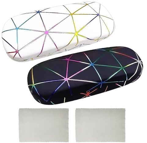 NyxSeat 2 Brillenetuis, mit 2 Brillentüchern, personalisiertes Brillenetui, Hartschalen-Brillenetui für Herren, trendiges Brillenetui, geeignet für Studenten- und Jugendbrillen