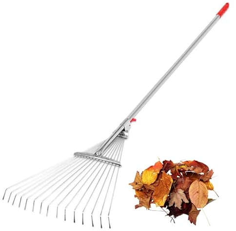 Verstellbarer Laubbesen Regulierbar mit Metallstiel 120 cm 15 Zargen Verzinkt