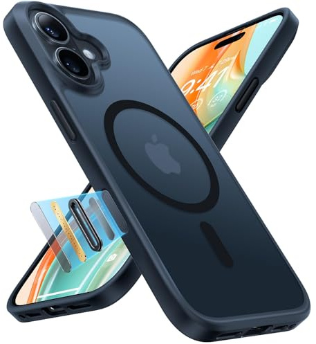 TORRAS Guardian-Mag für iPhone 16 Hülle für MagSafe 16 Case Schwarz | Starke Magnetkraft Militärischer Fallschutz, Stoßfeste und Kratzfeste Schutzhülle Matt Schlanke Handyhülle für iPhone 16 Case