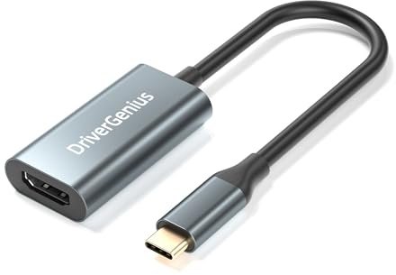 DriverGenius Adaptateur USB-C vers HDMI 4K/30Hz (Mâle/Femelle) - Compatible avec PC, Ordinateurs Portables DP-Alt Mode, Consoles de Jeu et Moniteurs, Connecteur Métallique (Modèle: UC2HD430-M2)