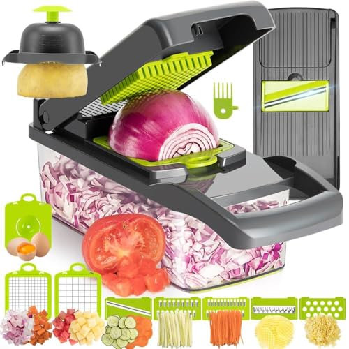 ProTech 16 in 1 Vegetable Chopper, Mandoline Slicer, Veggie Onion Potato Salad Food Chopper Manual Veg Chopper and Dicer/Julienne- Kitchen Tools & Gadgets, Includes Egg Cutter