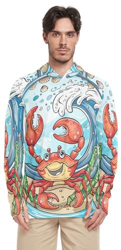 RPLIFE Niedliches Cartoon-Grafik-Design für Kinder, Kapuzenpullover für Herren, leichte Kapuzenpullover, kühlender Kapuzenpullover, Angelbekleidung, Cartoon-Krabbe, Medium
