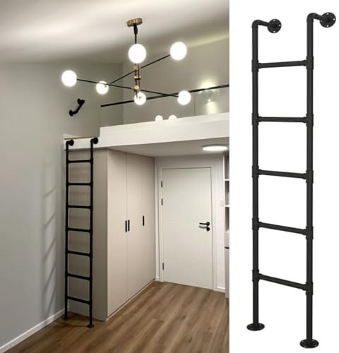 An der Wand montierte Trittleiter aus Metall für den Dachboden, Sprossen-Ausstiegsleiter für Kellerfensterschacht, robuste Kellerausstiegsleiter aus Stahl, Feuerleiter für die Sicherheit im