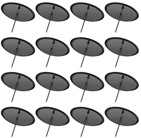 GOEDCH 16 Pièces Ensemble de Support de Bougies de l'Avent: Bougeoirs de l'Avent en Métal de 6 cm, Bougeoirs de Noël, Ornements de Bougeoirs pour la Décoration de Table de l'Avent de Noël, Noir