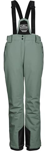 killtec Mujer Pantalones de esquí/Pantalones funcionales con Tirantes Desmontables, protección de los Bordes y protección contra la Nieve KSW 249 WMN SKI PNTS_ERIELLE, grüngrau, 36, 43428-000