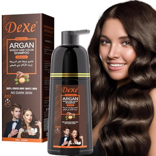 Shampoo istantaneo per capelli neri 420ml - Shampoo tintura semipermanente per capelli neri per naturali, dura 30 giorni, formula ad azione rapida per uomini e donne (Dark Brown)