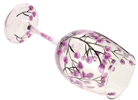 SECFOU Artistic Wine Glass 464ML Hand Painted Flower Goblet Crystal Stemmed Glass for Women Birthday Anniversary Unique Display Cup for Drinks and Candy