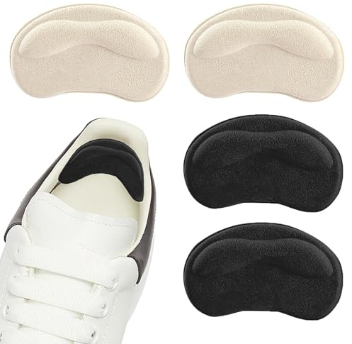4 PCS Heel Cushion Pads,Heel Cushion Pads,Self-Adhesive Heel Grips Inserts for High Heels,Running Shoes etc.Ensure That They Stay Safe in Various Activities Such as Shopping etc(Black and Skin Tone)