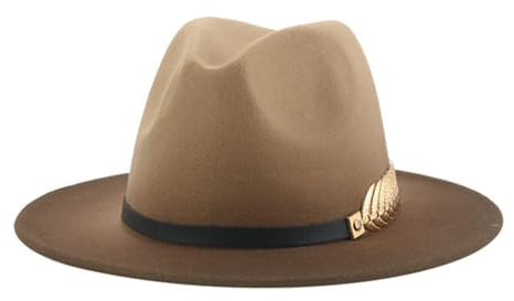 WUFANGBU Fedora Trilby Filzhut Hut Filzhut Damen Tie Dye Farbverlauf Hut Panama Breitkrempige Jazz Große Krempe Filzhut M(56-58Cm) 1