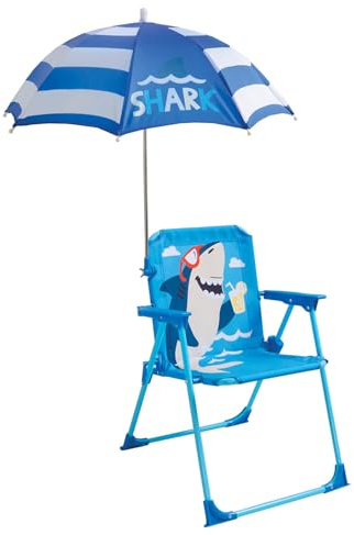 Coopers of Stortford - Kids Garden Chair with Umbrella - Childrens Chair with Clip-On Parasol - Portable Picnic Seat (Blue)
