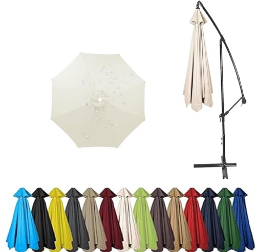 Auvent De Remplacement pour Parasol Toile parasol 8 baleines 3.5m - 4.0m déporté Remplacement Auvent Housse de Rechange,Pour Cour,Jardin,Plage, Protection UV 50+ (Off-white,8ribs:3.5m/11.5ft)