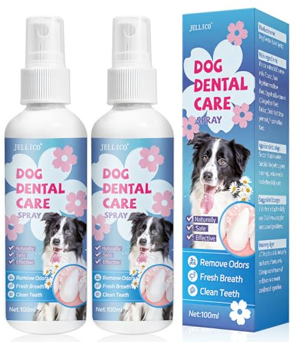 2x100ml Spray dentaire chien et chat, Spray dental pour animaux, Soin dentaire chien, Soin dentaire chat, Réduit le tartre et la mauvaise haleine, facile à utiliser