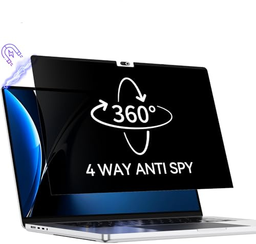 Protescreen 360° Magnetic Privacy Screen Filter for MacBook Pro 14 Inch 2021-2026 (M1 M2 M3 M4 M5), Anti Spy Anti Glare Blue Light Laptop Screen Protector Shield Film, 14.2 In Mac 4-Way Privacy Filter