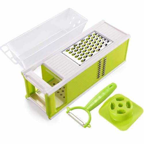 5-en-1 Multifuncional Cortador de Verdura Manual para Verduras, Frutas(Green)