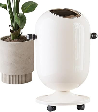 Fierudeng Cubo de basura con tapa | Cubo de basura de oficina de 15 litros - Cubo de basura con ruedas para baño, oficina, dormitorio, apartamento y hogar