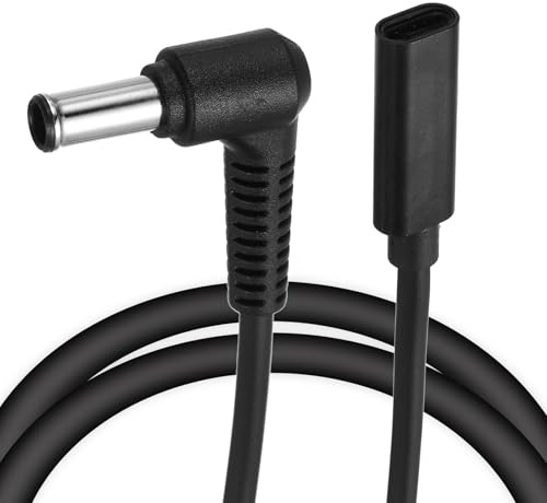 sourcing map 0.5FT USB C to DC PD Power Fast Charging Cable, 6.5mmx1.4mm 65W/18V-20V DC Power Cable, Type C Input 3.25A Adapter Jack Converter for Router, Camera, TV Box, Desk Lamp(Black)