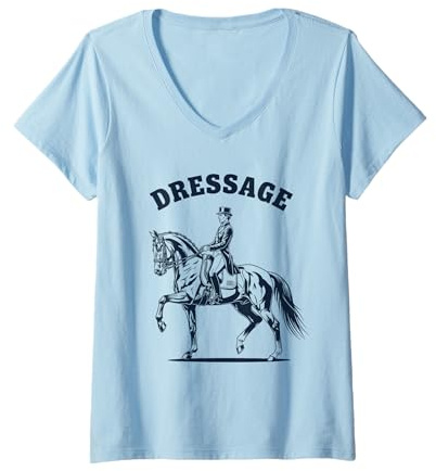 Womens Dressage Rider Horse Silhouette Art for Equestrians V-Neck T-Shirt