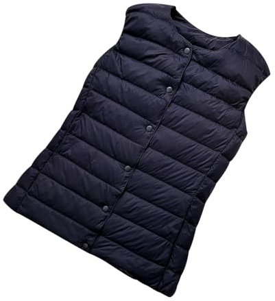 Chaleco Plumas Mujer Ligero Chaleco Plumon Acolchado Guateado sin Mangas Señora Chalecos Acolchados Plumifero Plumífero Ultraligero Chaqueta sin Mangas para Mujer Tallas Grandes Invierno Marina L
