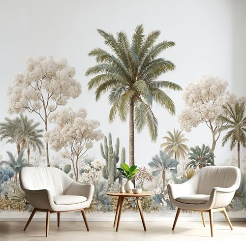 GSAEIMCT Beige Palm Cactus Photo Wallpaper Mural,Vintage Watercolor 3D Large Wall Murals Hd Printing Decoration Poster Picture Design for Bedroom Living Room Home,150X105Cm