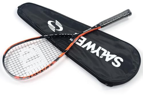 Squash Sports - Racchetta da parete per allenamento professionale, in fibra di carbonio, ultra leggera, per uomini e donne, con borsa (arancione)