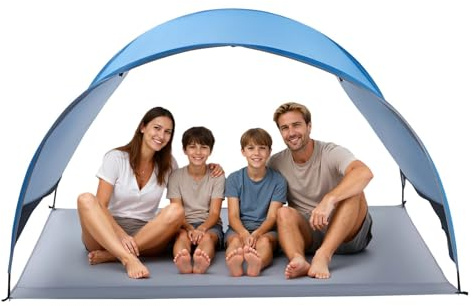VEVOR Beach Tent Sun Shelter for 4 Person, UPF 50+, Portable Sun Shade Beach with Carrying Bag & Ground Stakes, Lightweight and Easy Setup Beach Umbrella for Camping Fishing Outdoor Picnic