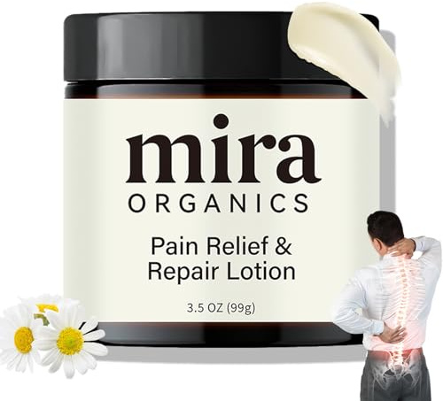Mira Relief & Repair Lotion, Mira Organics Cream with Chamomile, Aloe Leaf Extract & Beeswax, Mira Organics Relief Cream, Soothes Muscles and Joints, Fast Absorbing Non-Greasy - 3.5 OZ
