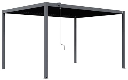 PRIMEYARD Pergola 3x4 m Pfosten und Lamellendach aus Stahl - anthrazitfarbene Terrassenüberdachung