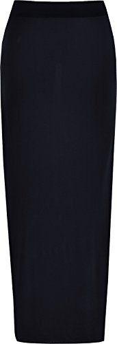 Ladies Elasticated Full Length Stretchy Jersey Womens Plain Maxi Skirt (XXL (20-22), Black)