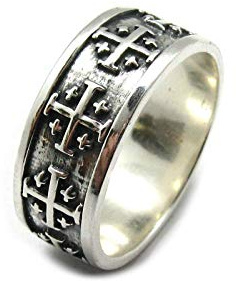 Sterling silber ring solide 925 Jerusalem Kreuz R001949 EMPRESS