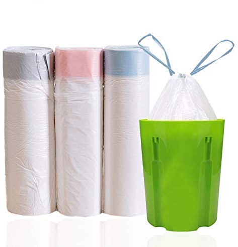 Drawstring Trash Bags, Bunahome 20L Degradable Bin Bags Wastebasket Bag,Strong Garbage Bags for Kitchen Bath Bedroom Car Trash Can, Office Waste Bin Liners Unscented(45 * 50cm)