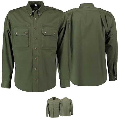OS Trachten Camicia da caccia, da uomo, colore verde scuro verde scuro L