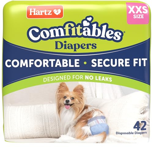 Hartz Comfitables Disposable Dog Diapers, Size XXS 42 count, Comfortable & Secure Fit, Easy to Put On, Super Absorbent Male and Female Diaper