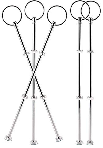 Nsiwem 5 Set Etageren Stangen Set Mittellochausstech Silber(Platte nicht enthalten) Metallstangen Etagere Bausatz Stangen für 2 bis 3 stufige Etagere Tortenständer(Round)