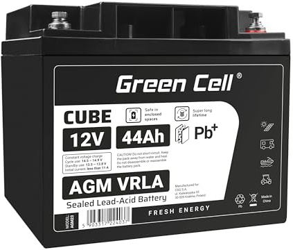 Green Cell AGM 12V 44Ah Akku VRLA Blei-Batterie Bleiakku Ersatzakku Akkubatterie Zyklenfest Unbemannt Spielzeug Elektro Spielzeug Alarm Notstrom Kinderfahrzeuge Kinder-Quad