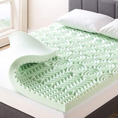 Miglior prezzo materasso 4 pollici 5 zone memory foam topper con infusione di tè verde calmante, certificato CertiPUR-US, Short Queen